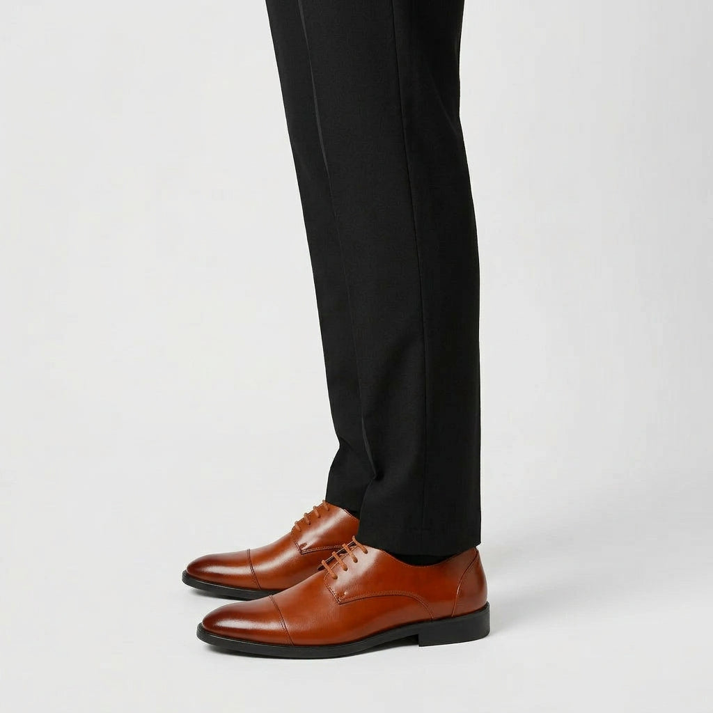 Cap-Toe Oxford Shoes Full-Grain Leather Lace-Up for Men