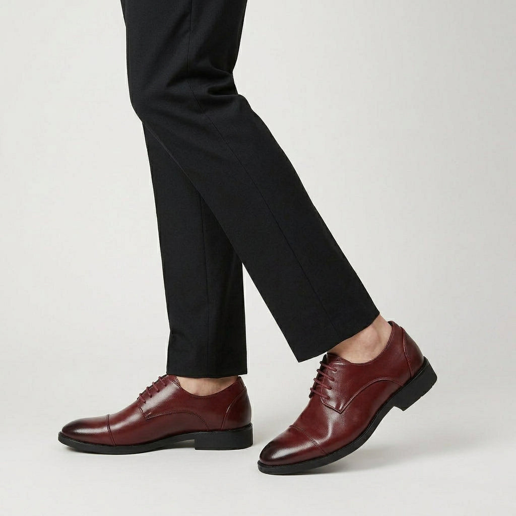 Cap-Toe Oxford Shoes Full-Grain Leather Lace-Up for Men