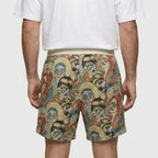 Graphic Print Shorts Drawstring Waist Relaxed Fit for Men