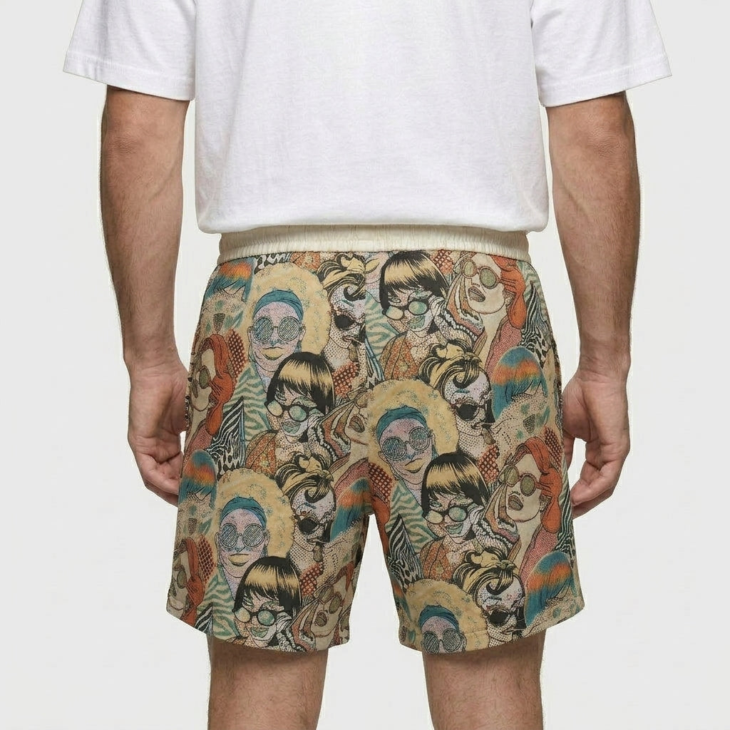 Graphic Print Shorts Drawstring Waist Relaxed Fit for Men
