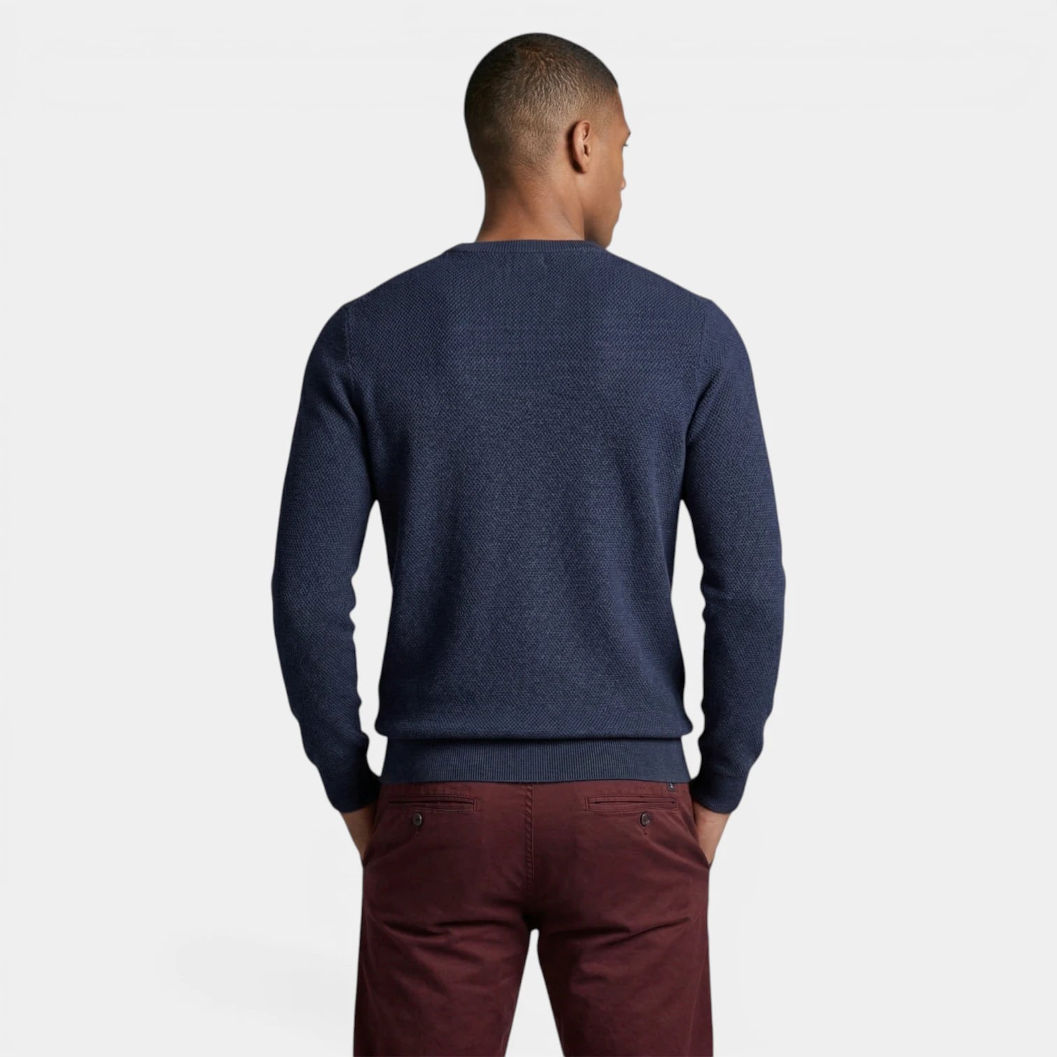 Crew Neck Textured Knit Sweater Regular Fit for Men