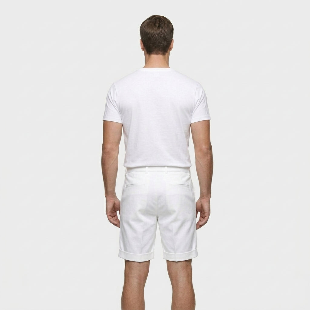 Pleated Tailored Shorts Cuffed Hem Regular Fit for Men