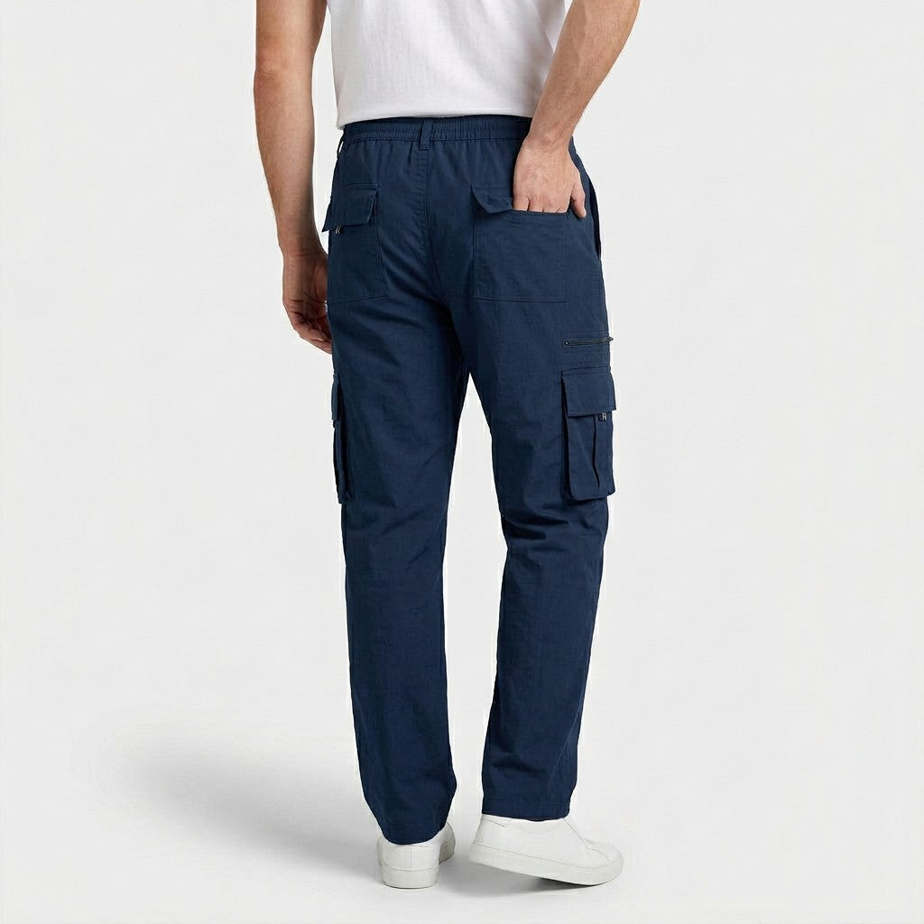 Cargo Pants Regular Fit Button Waist Multi Pocket for Men