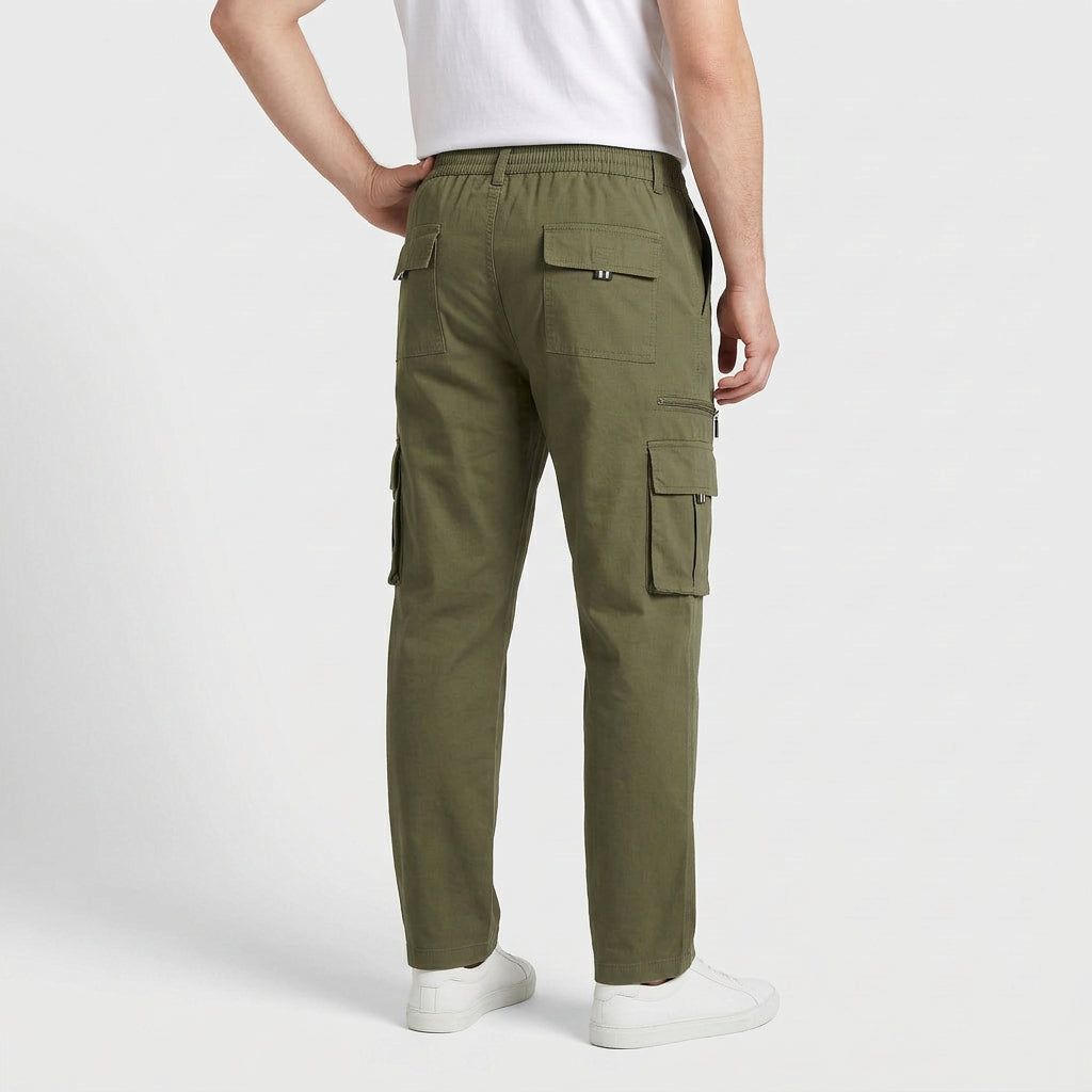 Cargo Pants Regular Fit Button Waist Multi Pocket for Men