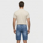 Denim Cargo Shorts Washed Straight Fit for Men