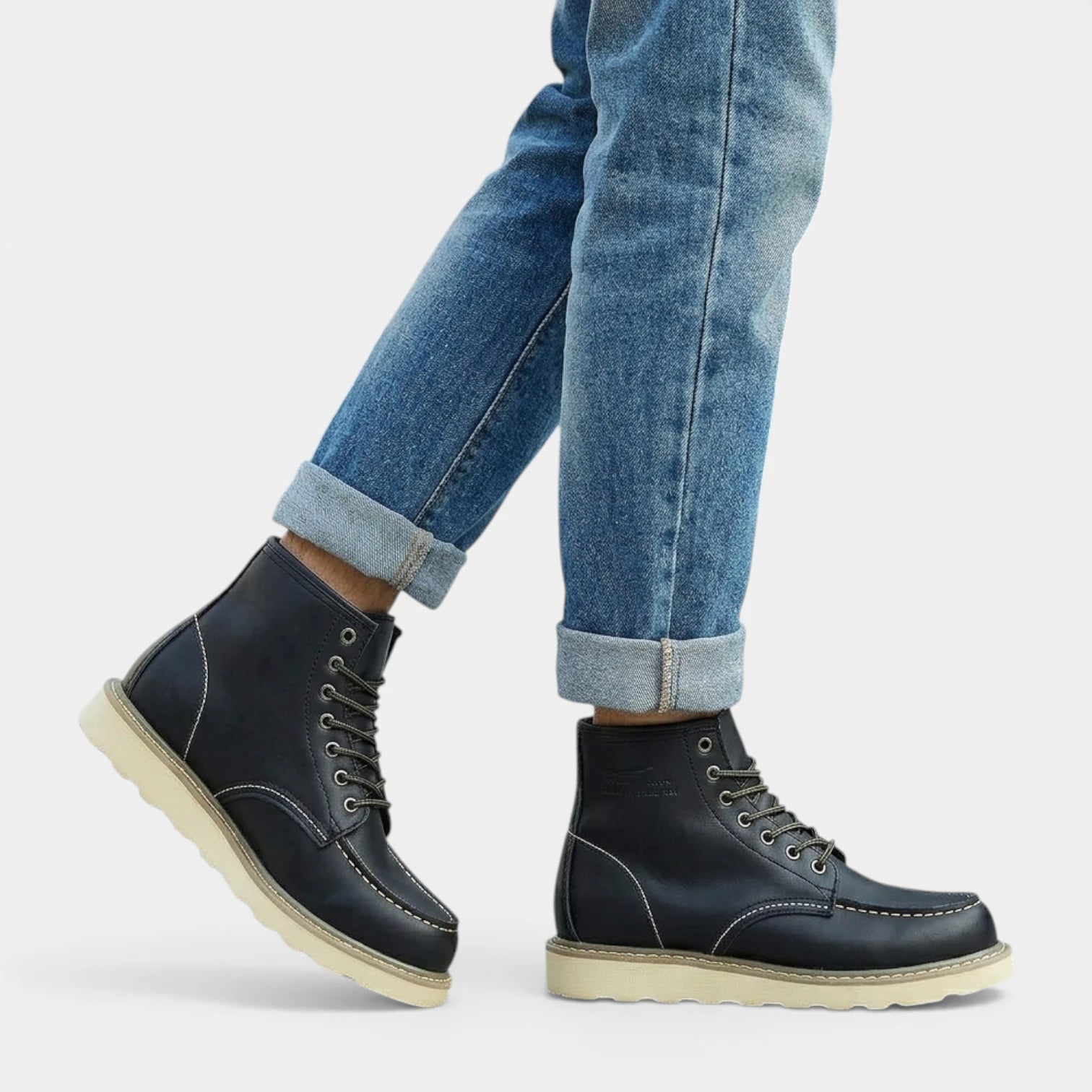 Contrast Stitch Lace-Up Ankle Boots for Men