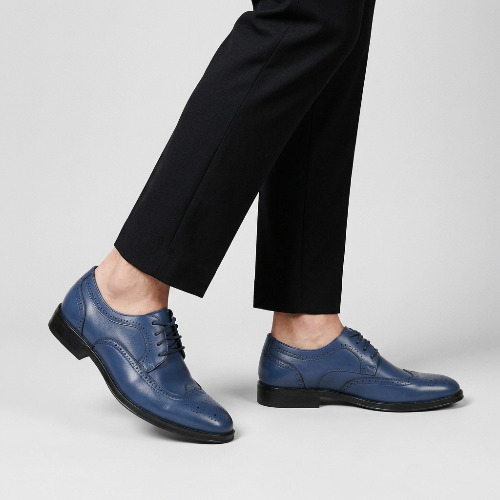 Wingtip Brogue Dress Shoes Lace-Up Perforated for Men