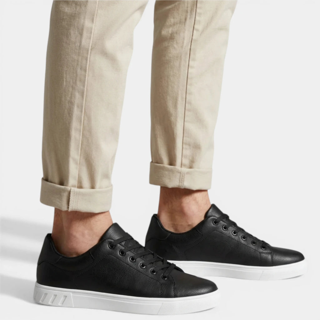 Lace Up Low Top Sneakers Textured Finish Round Toe Casual Shoes for Men