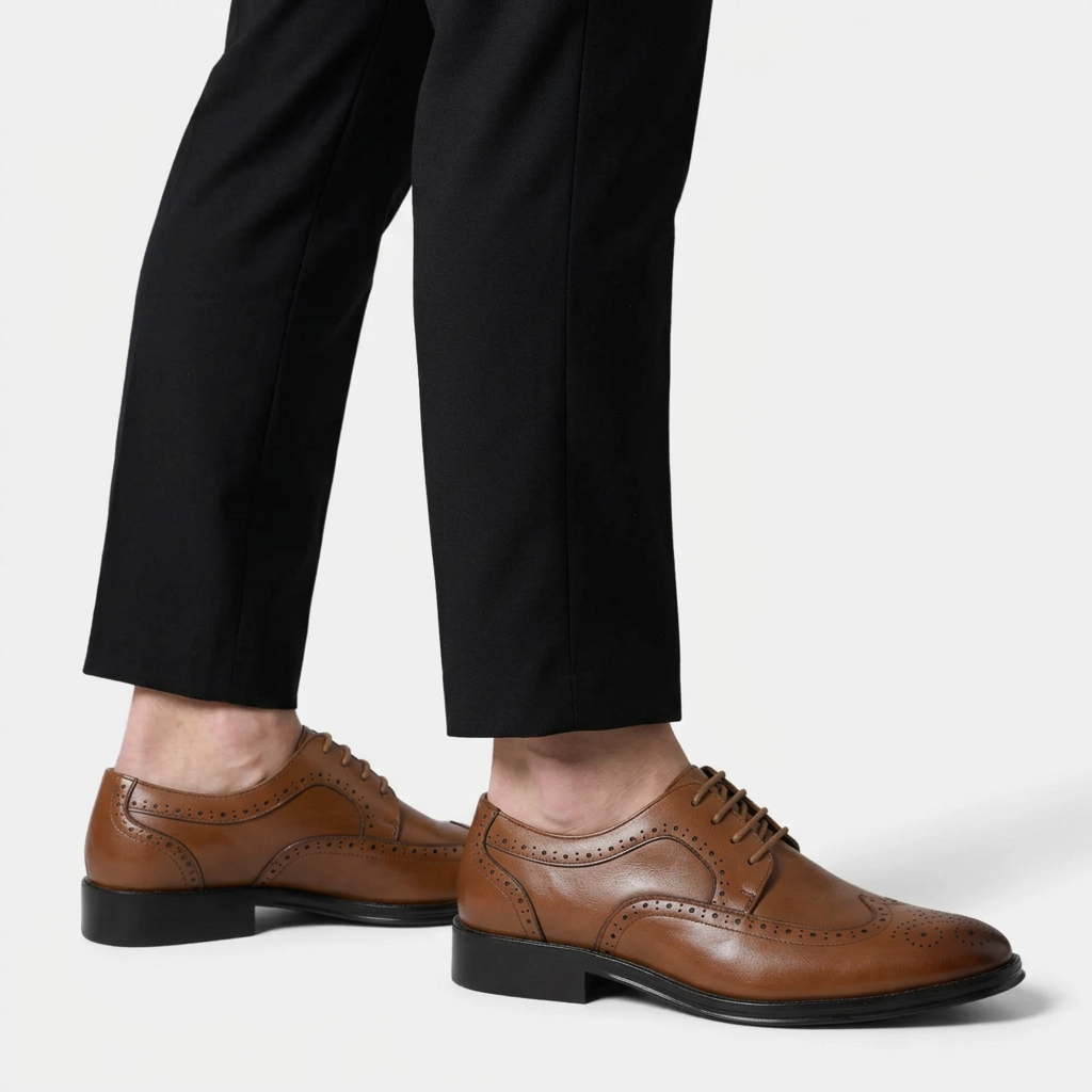 Wingtip Brogue Dress Shoes Lace-Up Perforated for Men