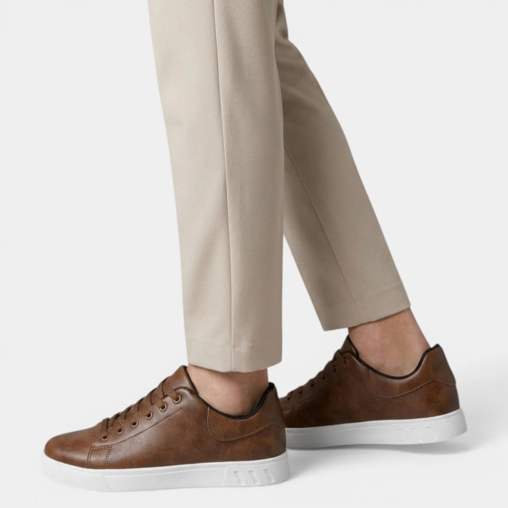 Lace Up Low Top Sneakers Textured Finish Round Toe Casual Shoes for Men