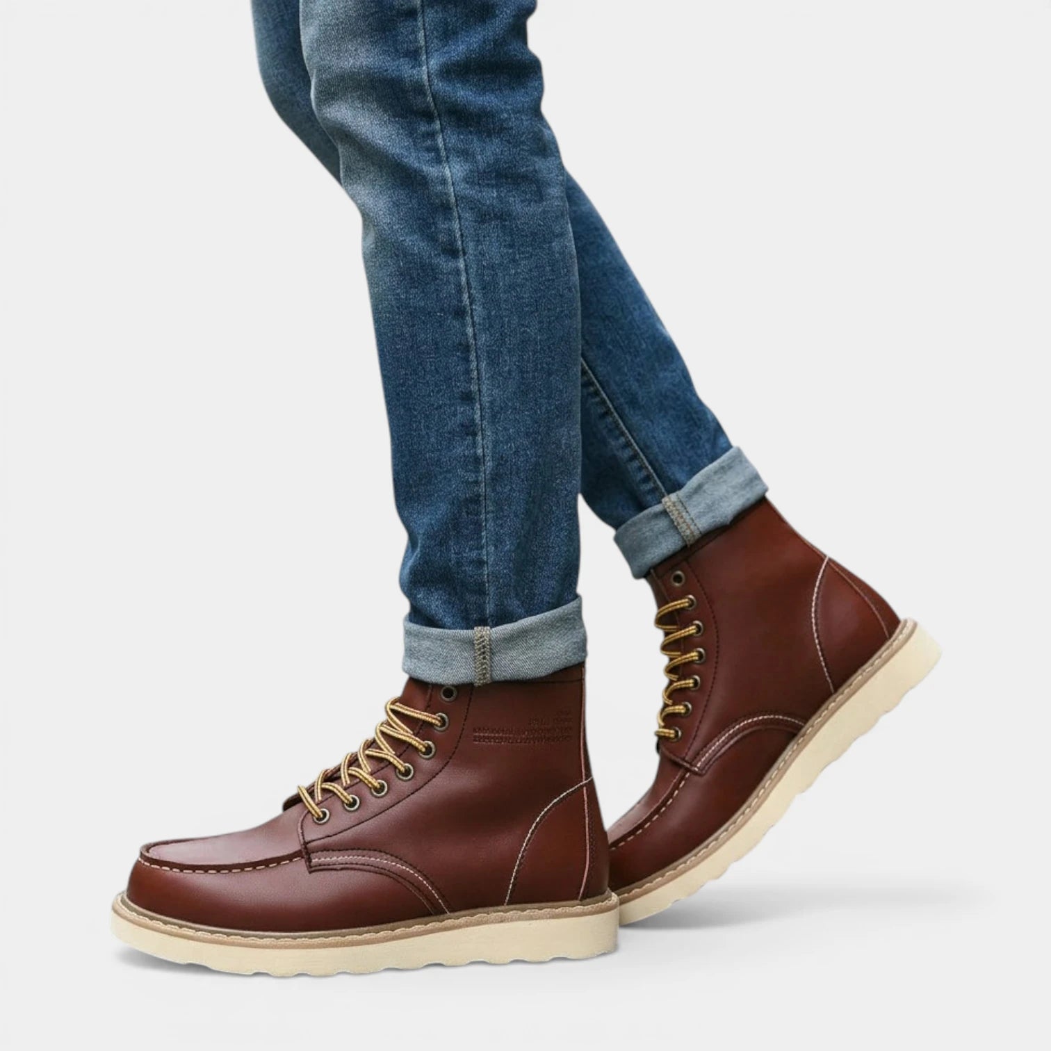 Contrast Stitch Lace-Up Ankle Boots for Men