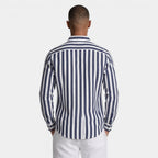 Linen-Cotton Striped Shirt Long Sleeve Relaxed Fit for Men
