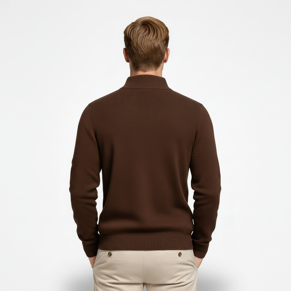 High Neck Ribbed Knit Sweater Regular Fit for Men