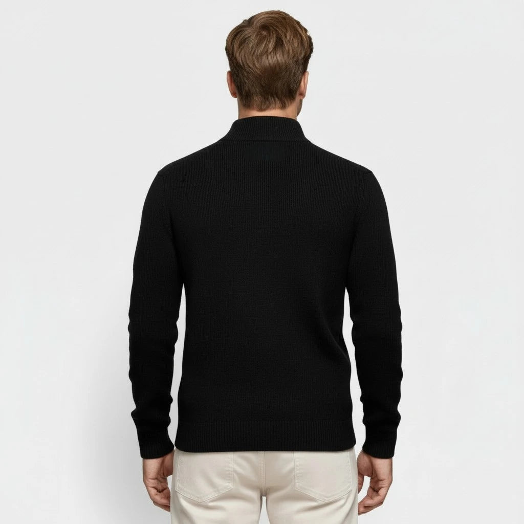 High Neck Ribbed Knit Sweater Regular Fit for Men