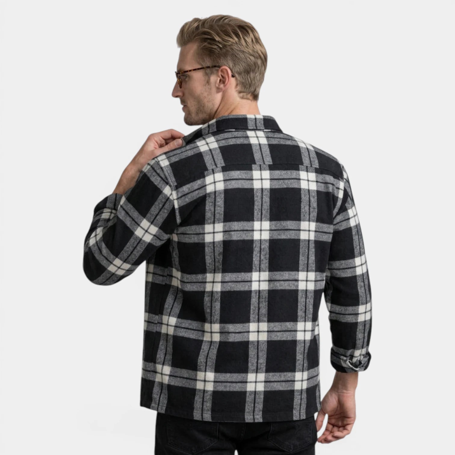Checked Overshirt Relaxed Fit Button-Front for Men