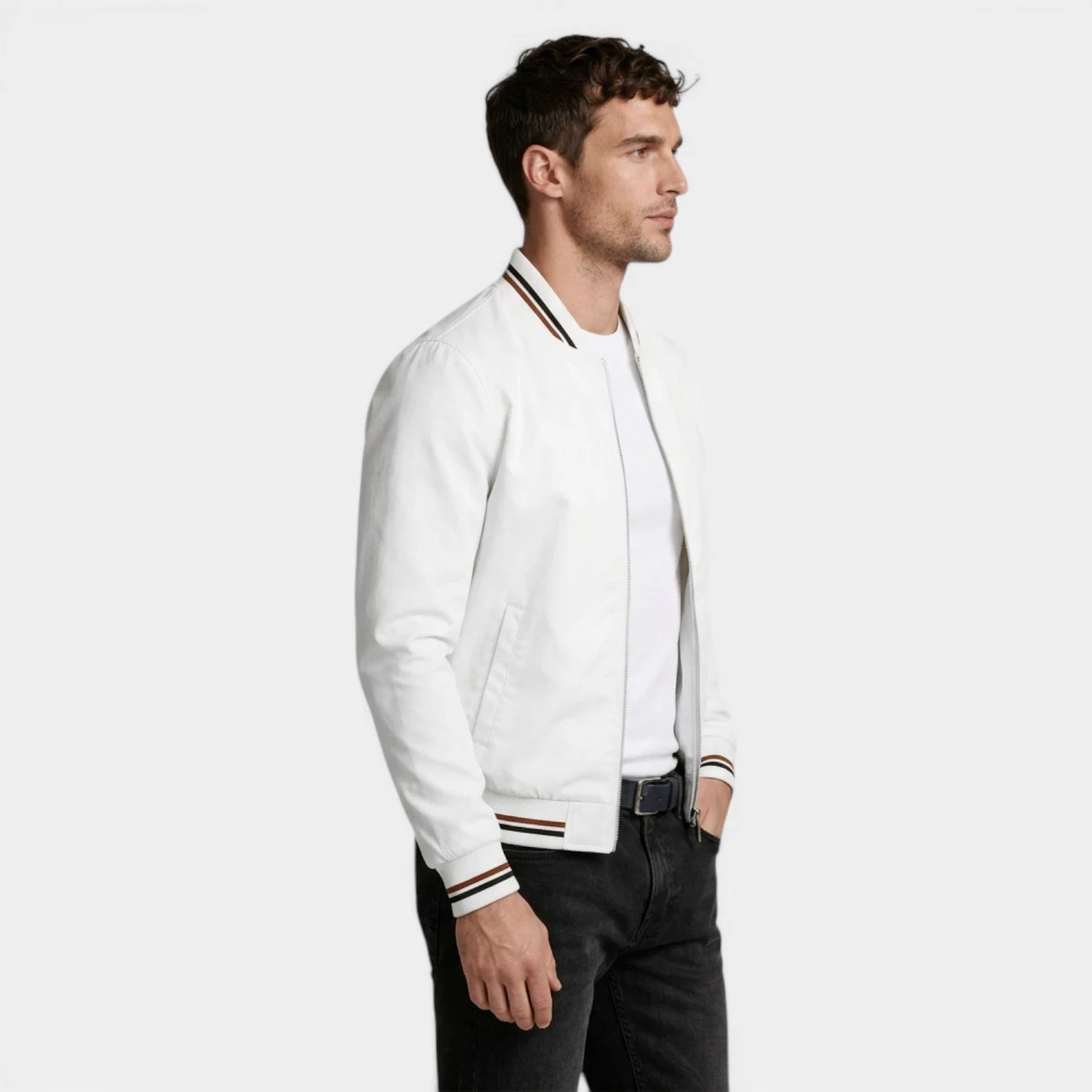 Zip-Up Lightweight Bomber Jacket Regular Fit for Men