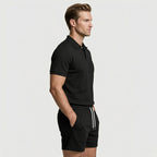Polo Shirt and Shorts Set Drawstring Waist for Men