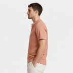 Textured Henley Shirt Stand Collar Relaxed Fit for Men