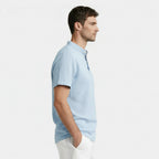 Textured Henley Shirt Stand Collar Relaxed Fit for Men
