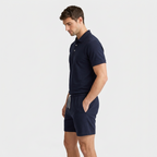 Textured Polo Shirt Drawstring Shorts Set for Men