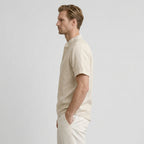 Textured Henley Shirt Stand Collar Relaxed Fit for Men