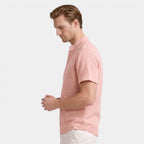 Textured Henley Shirt Stand Collar Relaxed Fit for Men