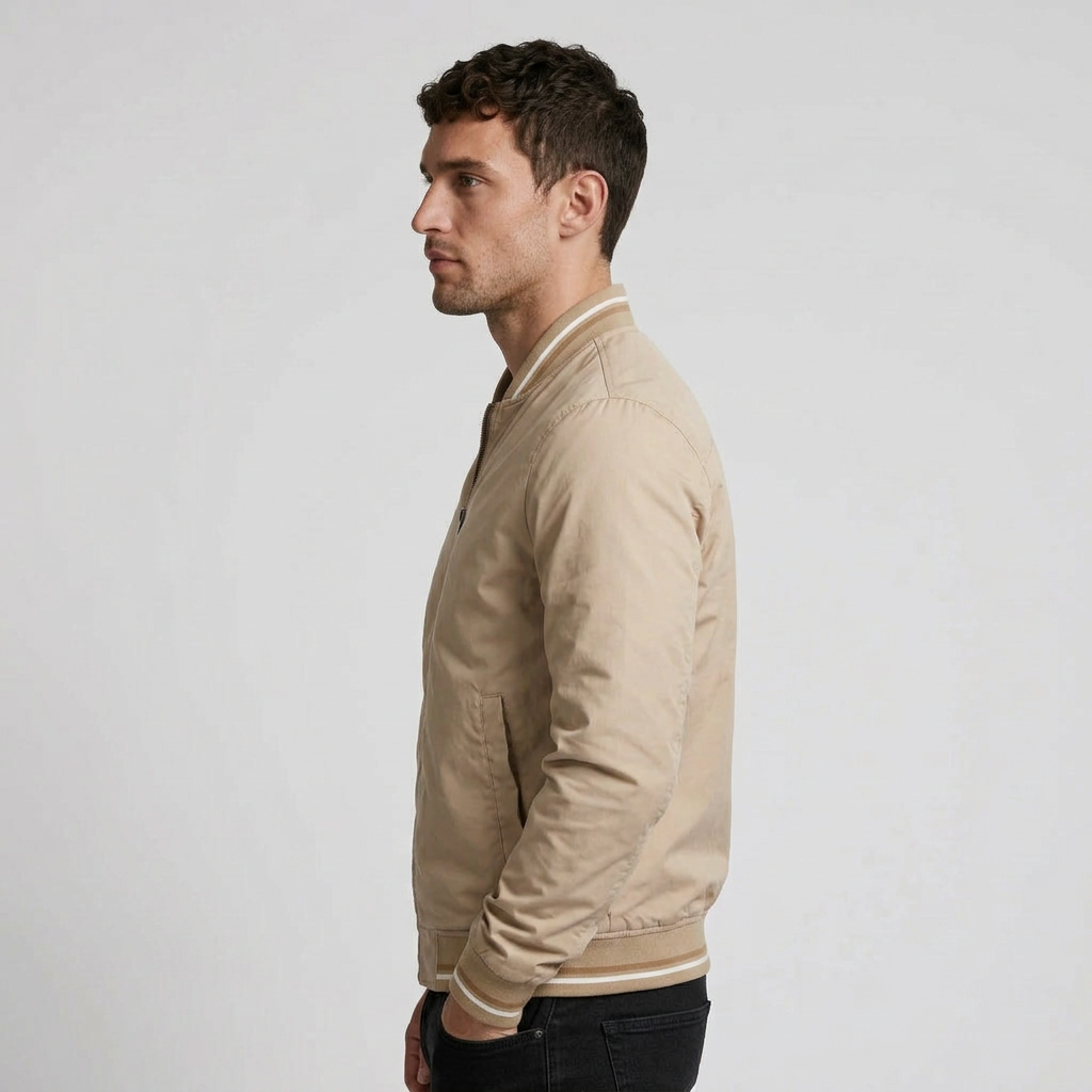 Zip-Up Lightweight Bomber Jacket Regular Fit for Men