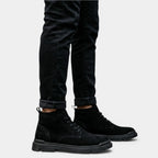 Suede Lace-Up Ankle Boots Round Toe for Men