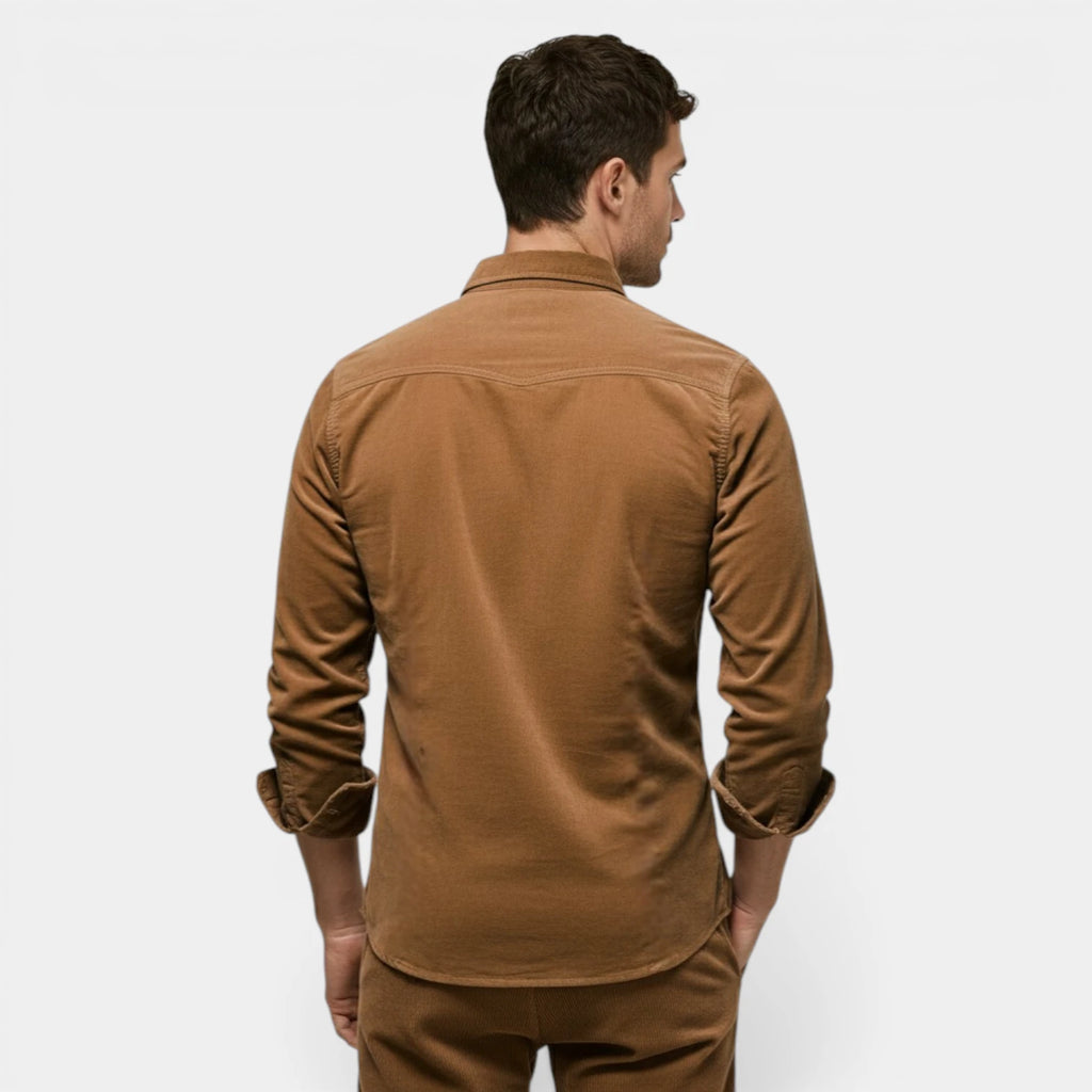 Button-Up Shirt Dual Chest Pockets Structured Fit for Men