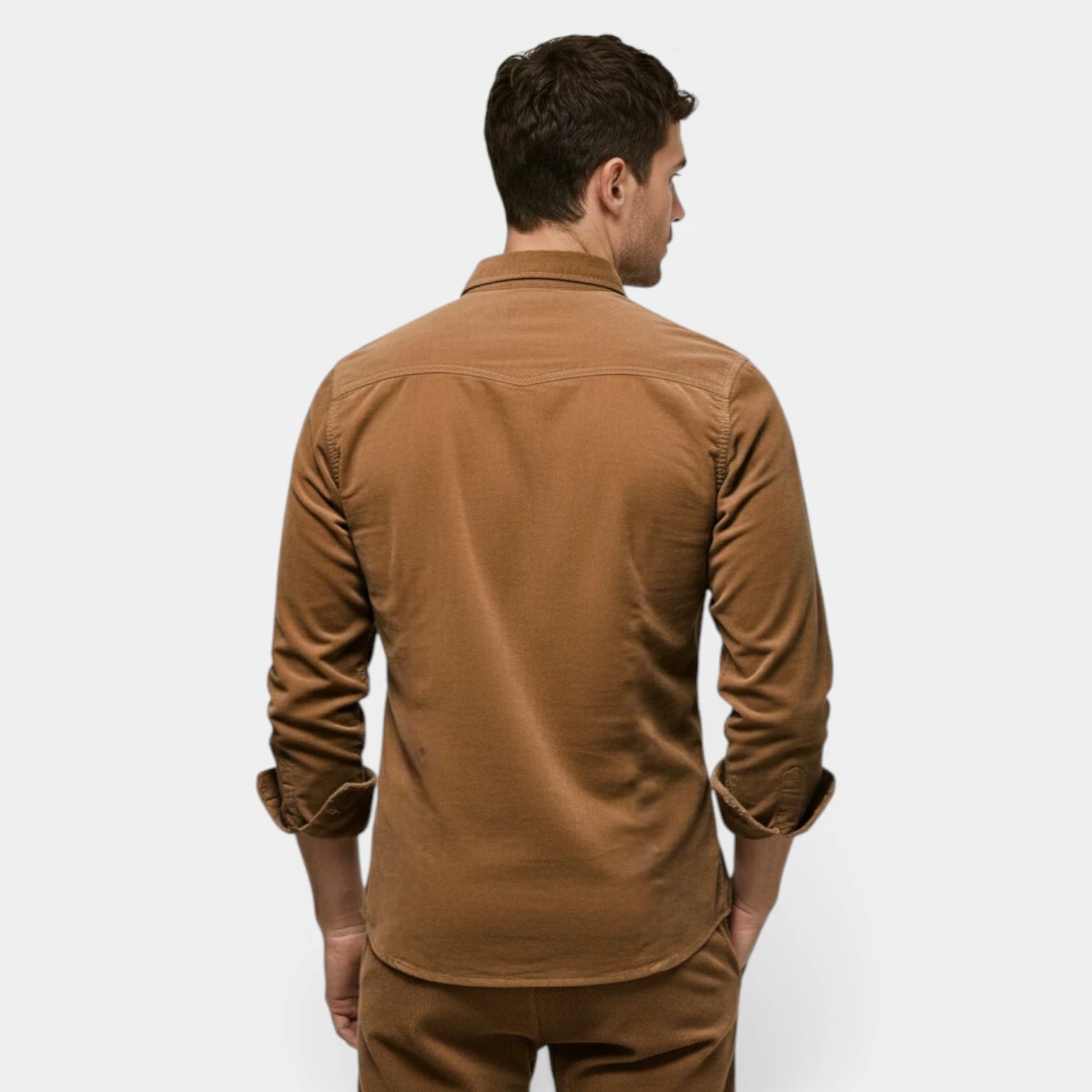 Button-Up Shirt Dual Chest Pockets Structured Fit for Men