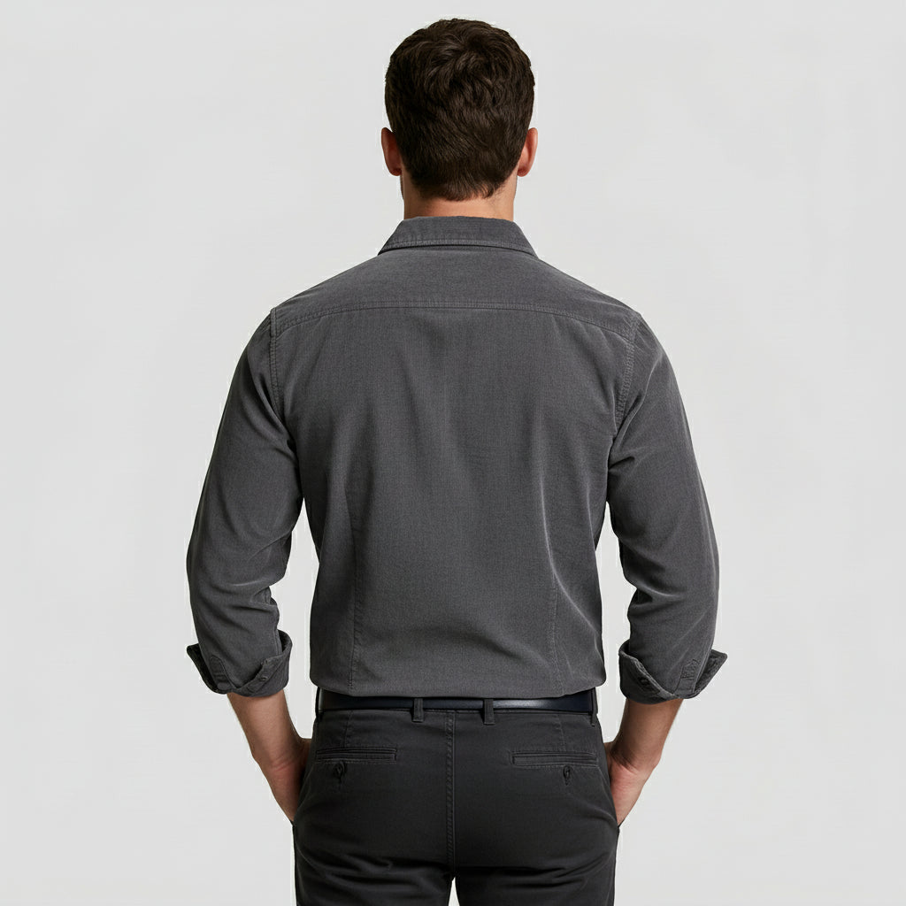 Button-Up Shirt Dual Chest Pockets Structured Fit for Men