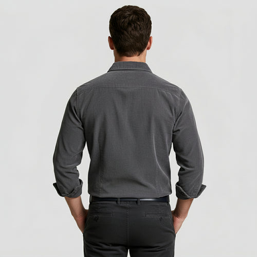 Button-Up Shirt Dual Chest Pockets Structured Fit for Men