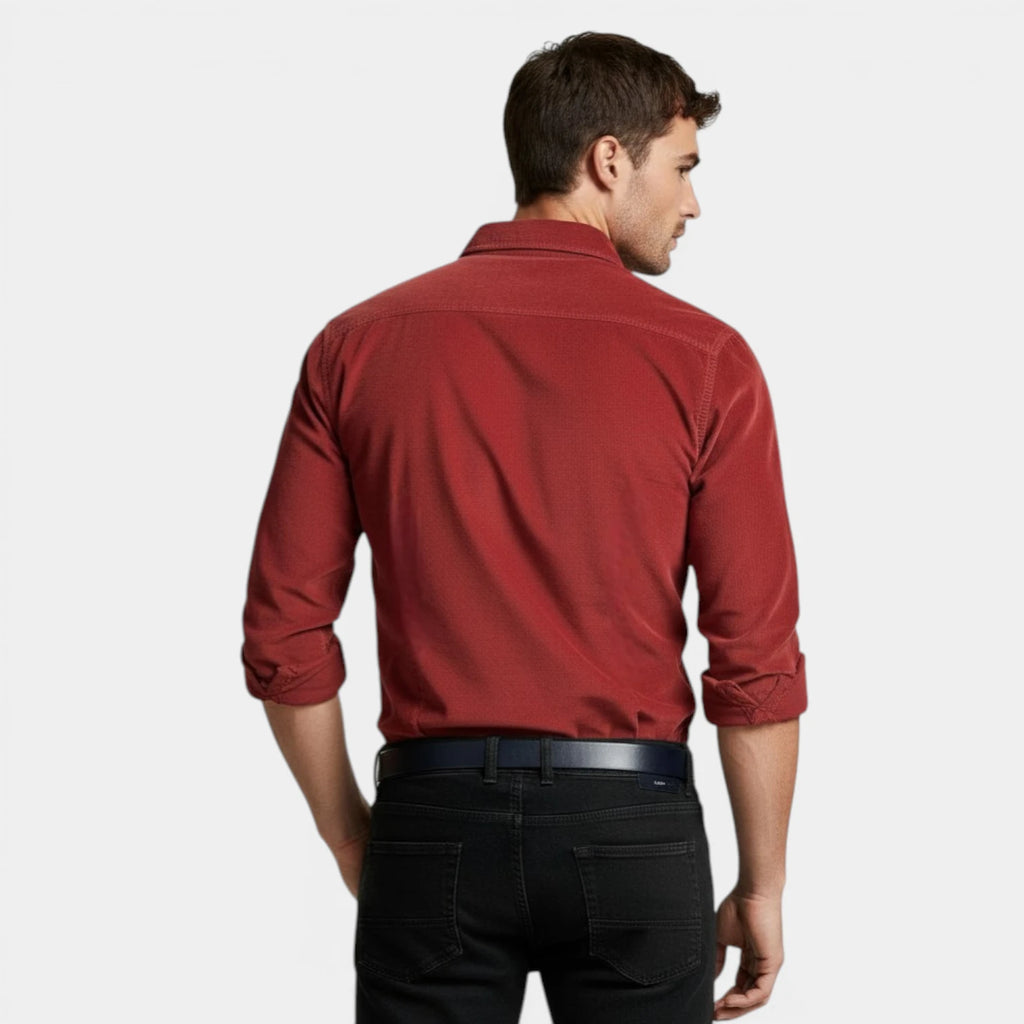 Button-Up Shirt Dual Chest Pockets Structured Fit for Men