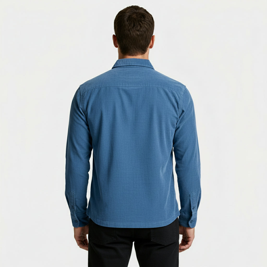 Button-Up Shirt Dual Chest Pockets Structured Fit for Men