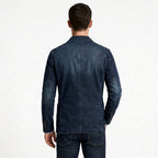 Denim Blazer Structured Notch Lapel Regular Fit for Men