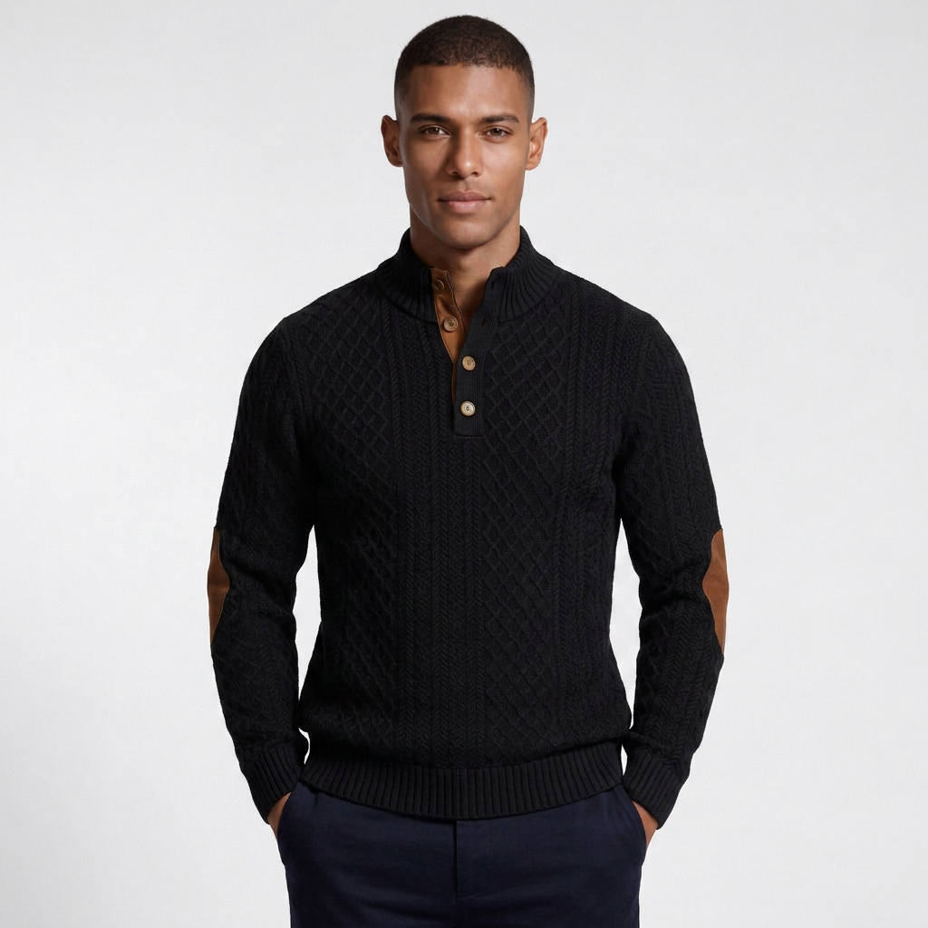 High Collar Knit Pullover Sweater Lightweight for Men