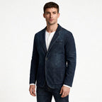 Denim Blazer Structured Notch Lapel Regular Fit for Men