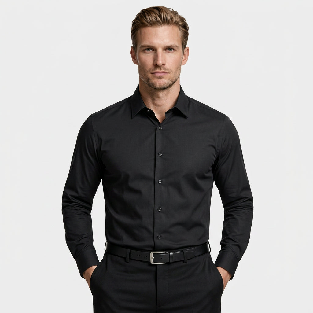 Wrinkle Resistant Long Sleeve Solid Shirt for Men