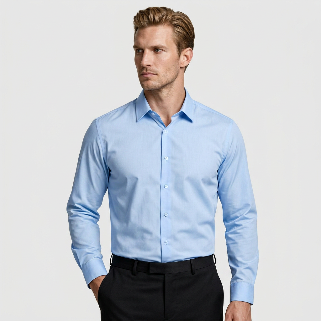 Wrinkle Resistant Long Sleeve Solid Shirt for Men