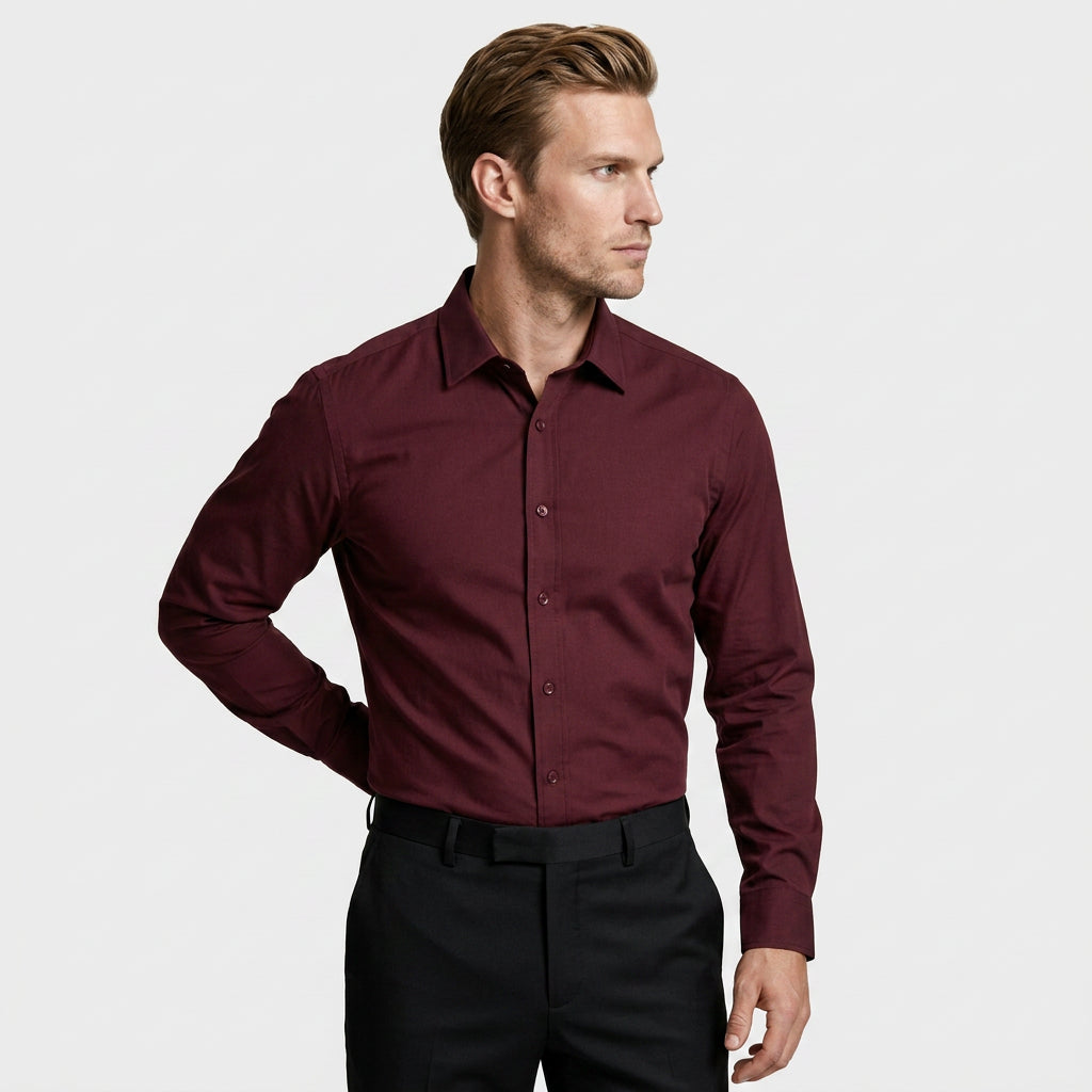 Wrinkle Resistant Long Sleeve Solid Shirt for Men
