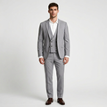 3-Piece Suit Set Single-Breasted Blazer Double-Breasted Vest for Men