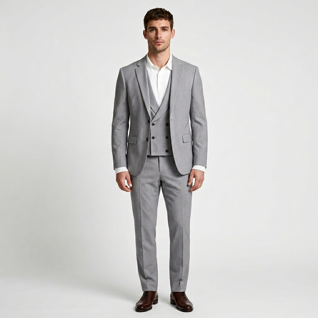3-Piece Suit Set Single-Breasted Blazer Double-Breasted Vest for Men