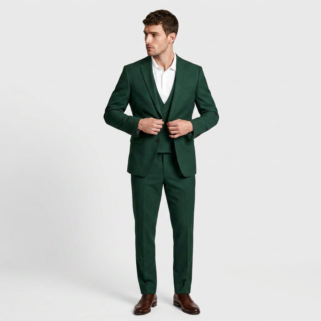 3-Piece Suit Set Single-Breasted Blazer Double-Breasted Vest for Men