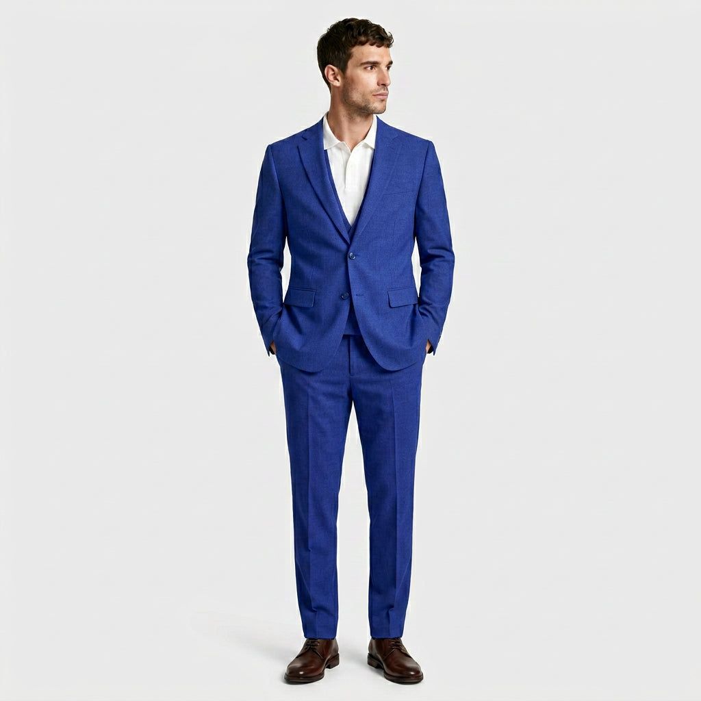 3-Piece Suit Set Single-Breasted Blazer Double-Breasted Vest for Men