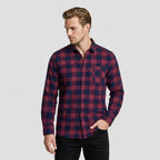 Checkered Button-Down Collar Long Sleeve Shirt for Men