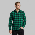 Checkered Button-Down Collar Long Sleeve Shirt for Men