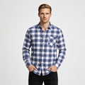Checkered Button-Down Collar Long Sleeve Shirt for Men