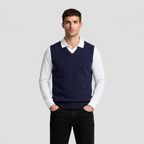Knit V-Neck Sleeveless Vest Regular Fit for Men
