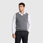 Knit V-Neck Sleeveless Vest Regular Fit for Men