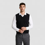 Knit V-Neck Sleeveless Vest Regular Fit for Men